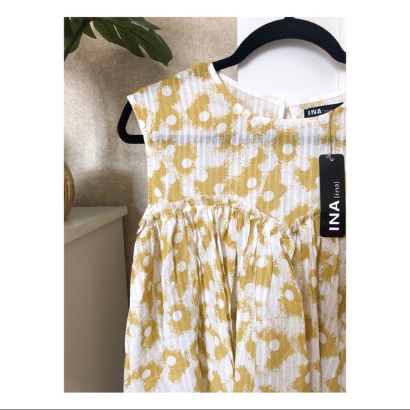 NWT- INA Poka Dot Ruffle Peplum Blouse - Picture 2 of 7